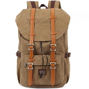 KAUKKO Canvas Rucksack Für Herren - 42x29x13cm, Wasserabweisend, Mit Laptopfach, Für Alltag & Reisen
